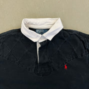 F- Ralph Lauren Polo Black Elbow Pad Rugby Shirt