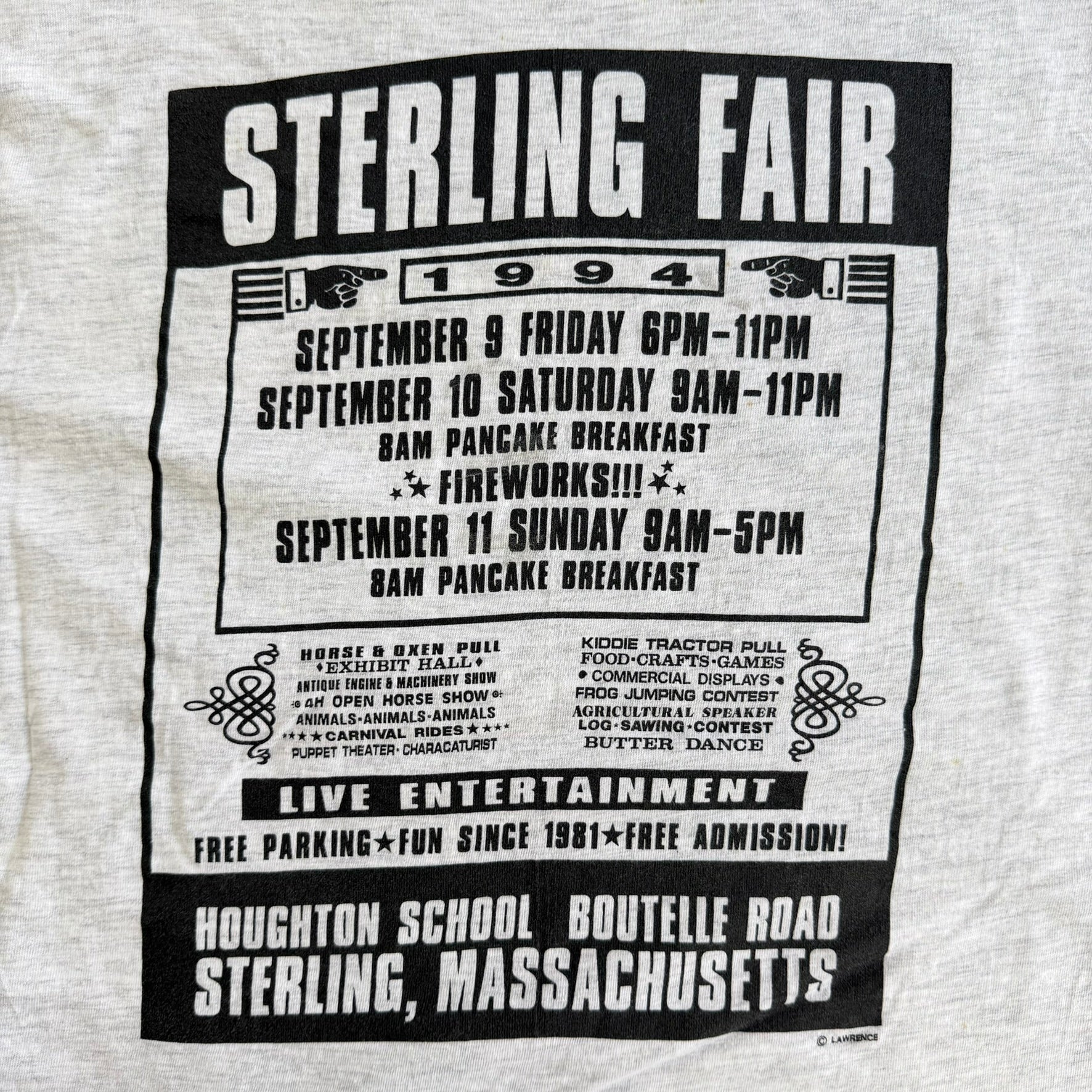 J- Vintage '94 Sterling Massachusetts Fair Graphic Made In USA Single Stitch Tee - L
