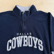 J- Vintage Dallas Cowboys NFL Champion Embroidered Text Quarter Zip Pullover Polar Fleece - XL
