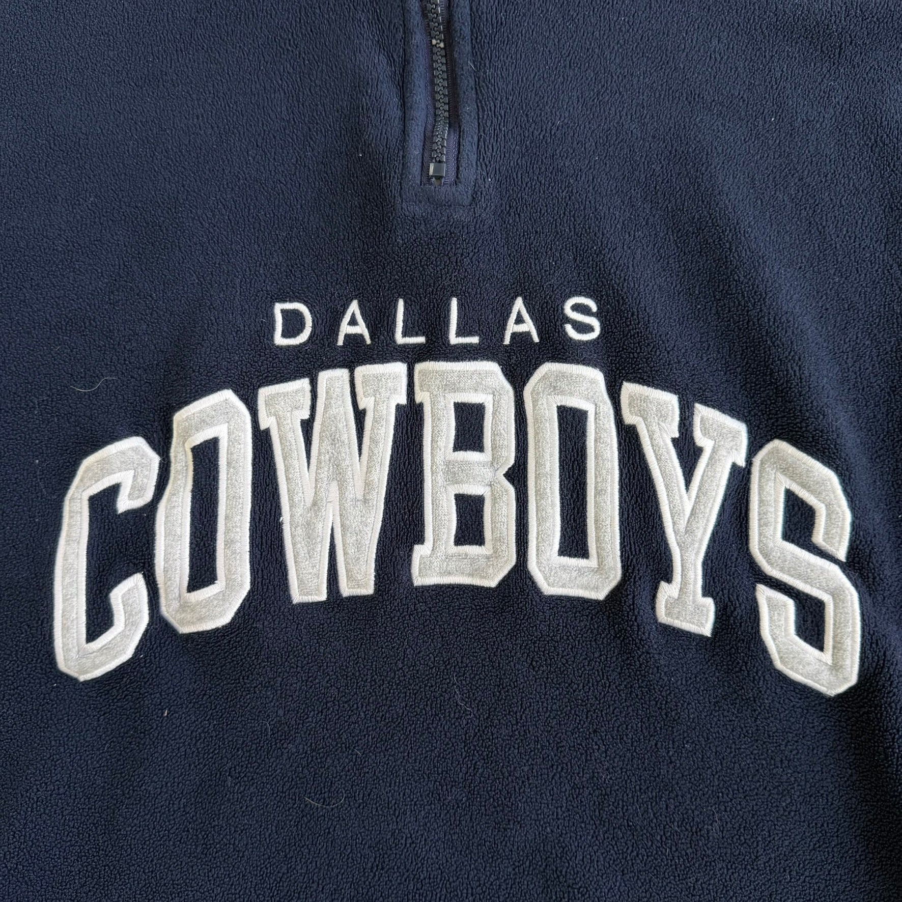 J- Vintage Dallas Cowboys NFL Champion Embroidered Text Quarter Zip Pullover Polar Fleece - XL