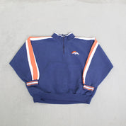 F- Vintage Denver Broncos NFL Starter Embroidered Logo Quarter Zip Crewneck