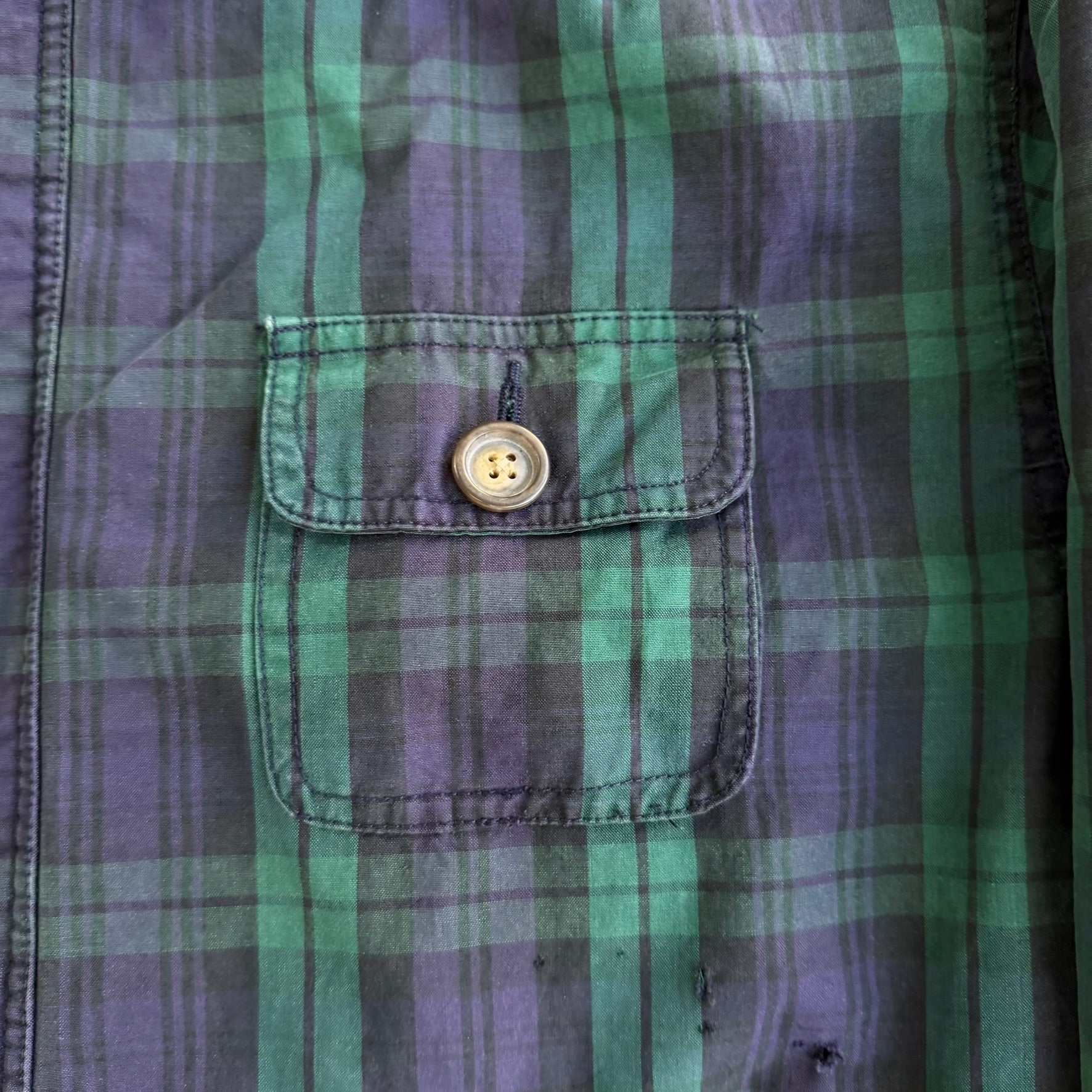 J- Vintage 90s Gap Black Watch Plaid Hunting Jacket - M
