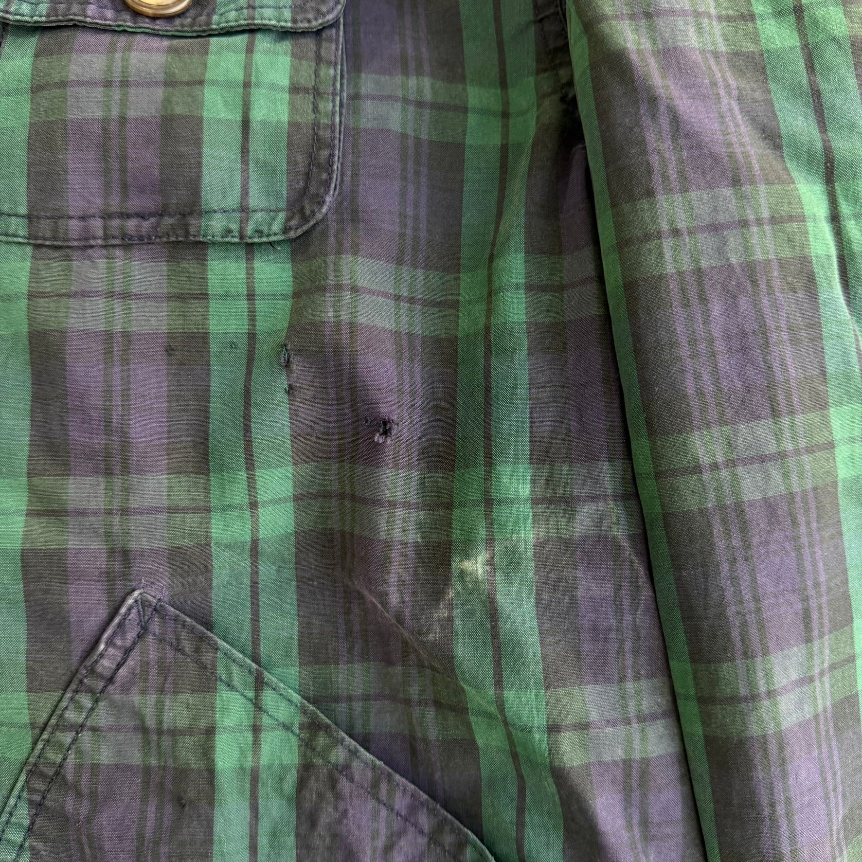 J- Vintage 90s Gap Black Watch Plaid Hunting Jacket - M