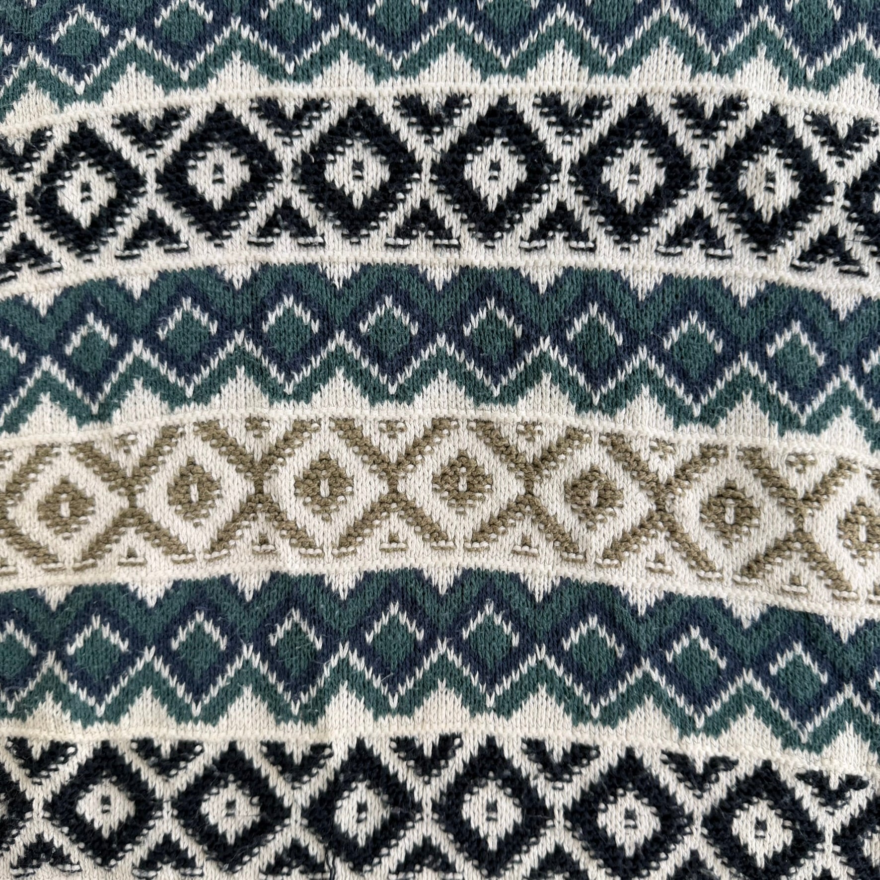 J- Vintage Scottish Isle Striped Pattern Made In USA Knit Sweater - XL