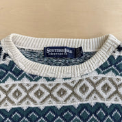 J- Vintage Scottish Isle Striped Pattern Made In USA Knit Sweater - XL
