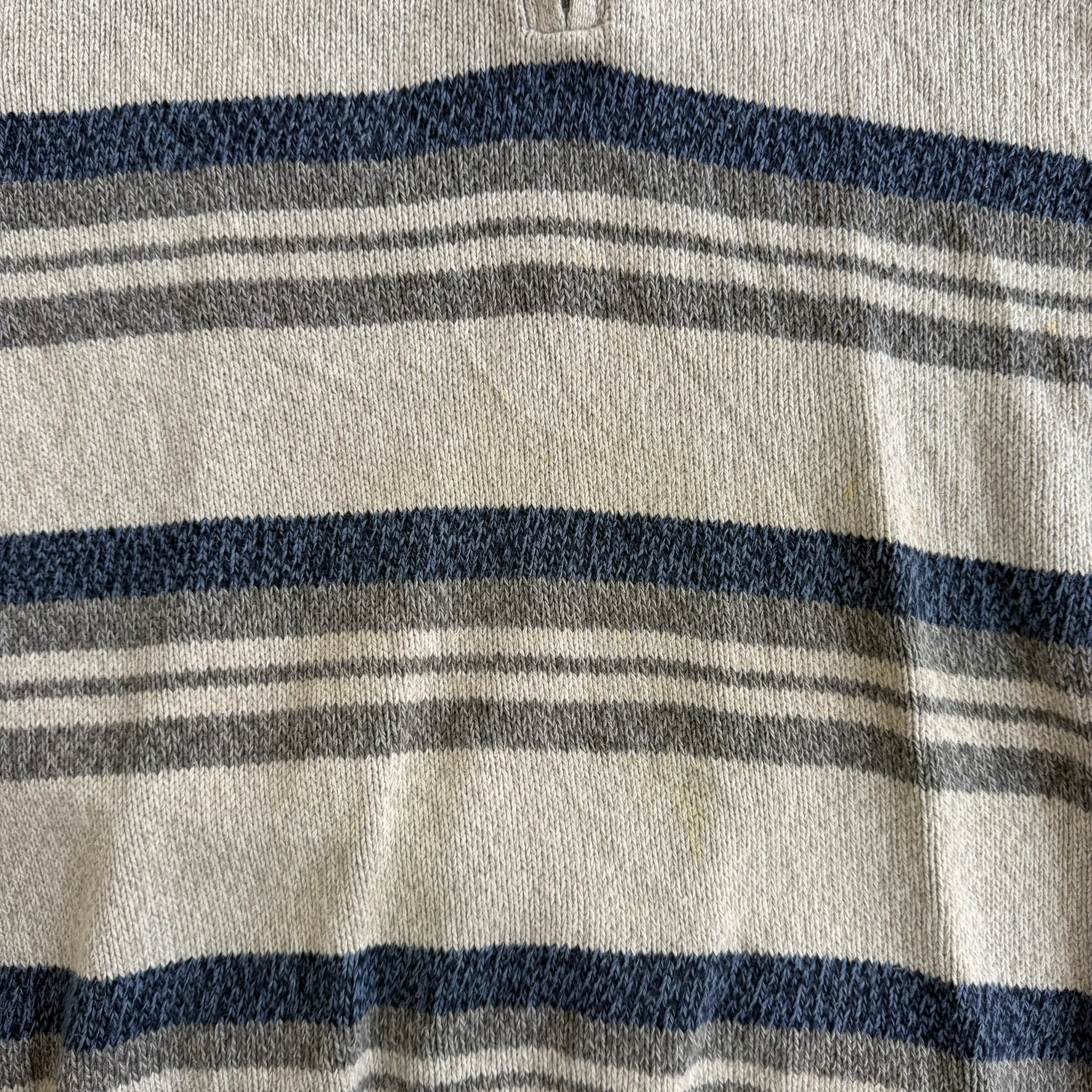 J- Vintage Chaps RL Grey/Blue Striped Quarter Zip Knit Sweater - XL