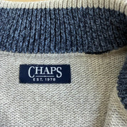 J- Vintage Chaps RL Grey/Blue Striped Quarter Zip Knit Sweater - XL