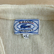 J- Vintage Lacoste IZOD Embroidered Crocodile Logo Cardigan Knit Sweater - L