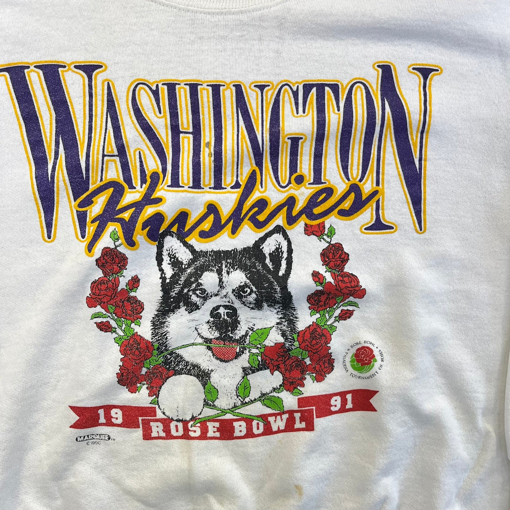 F- Vintage '91 University Of Washington Huskies Rose Bowl Crewneck