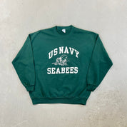 F- Vintage US Navy Seabees Battalion Graphic Crewneck