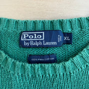 J- Vintage 90s Polo RL Embroidered Logo Green Knit Sweater - XL