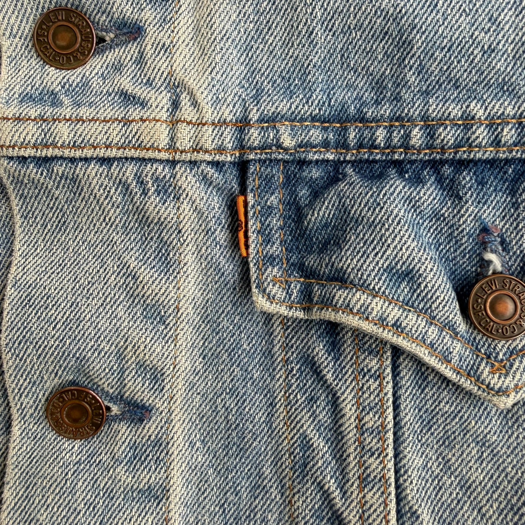 J- Vintage Levi's Orange Tab 70515 0212 Regular Fit Trucker Denim Jacket - 44 (fits L)