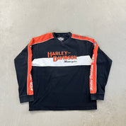 F- Harley Davidson Motorcycles Embroidered Text Heavy Long Sleeve