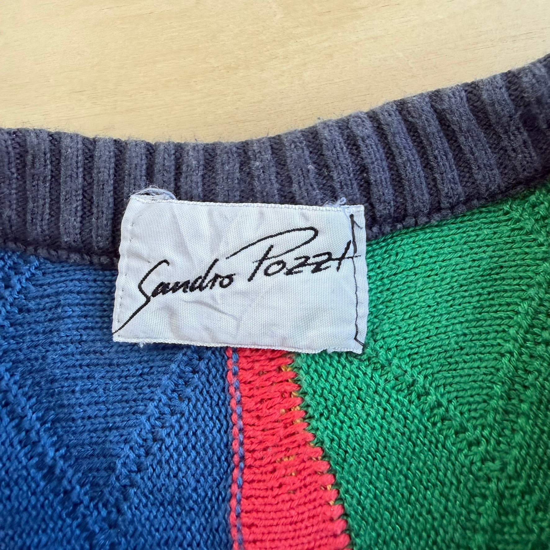 J- Vintage Sandro Pozzi Patterned Knit Sweater - XL
