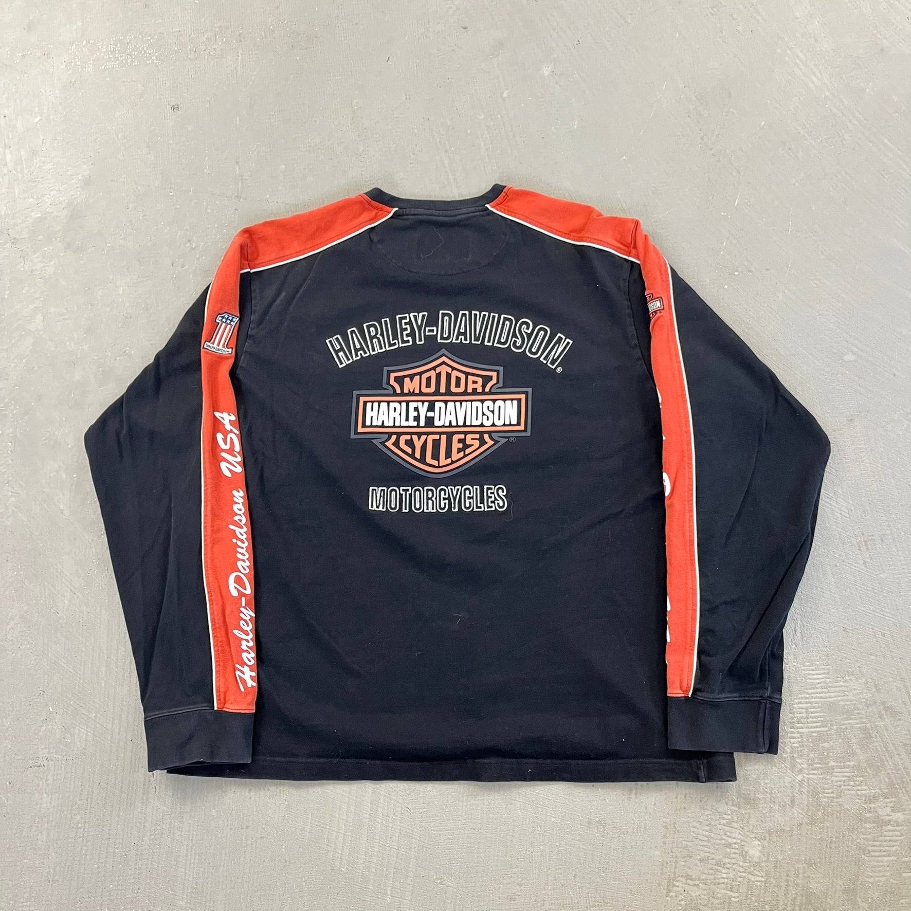 F- Harley Davidson Motorcycles Embroidered Text Heavy Long Sleeve