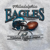 F- Vintage Philadelphia Eagles NFL Lee Text & Helmet/Football Crewneck