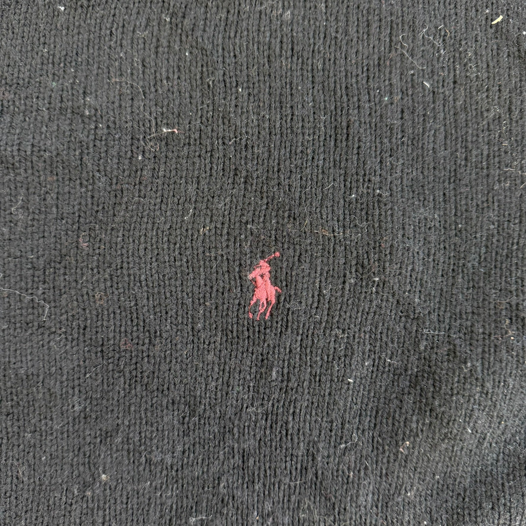 J- Vintage 90s Polo RL Embroidered Logo Black Wool Knit Sweater - L