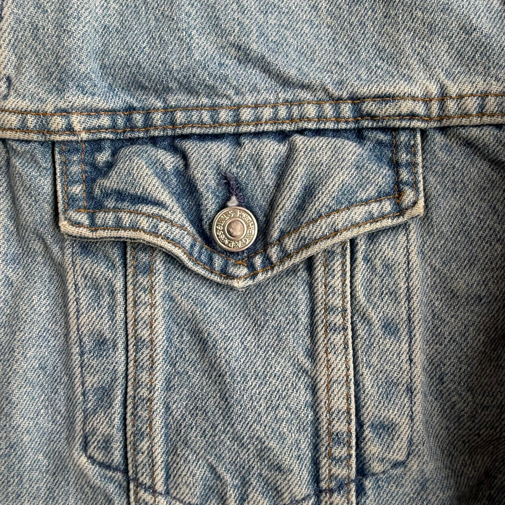 J- Vintage Gap Blue Jeans Embroidered Logo Denim Jacket - XL