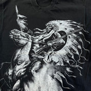 F- Vintage First Nation Warrior On Horse Jumbo Print Single Stitch Tee