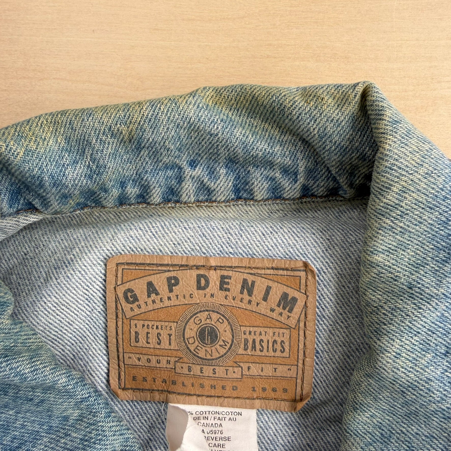 J- Vintage Gap Blue Jeans Embroidered Logo Denim Jacket - XL