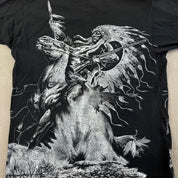 F- Vintage First Nation Warrior On Horse Jumbo Print Single Stitch Tee