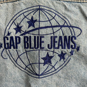 J- Vintage Gap Blue Jeans Embroidered Logo Denim Jacket - XL