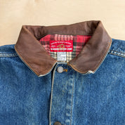 J- Vintage Marlboro Country Store Leather Collar Denim Jacket - XL