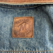 J- Vintage Marlboro Country Store Leather Collar Denim Jacket - XL