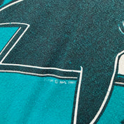 J- Vintage '91 San Jose Sharks NHL Logo & Text Graphic Made In USA Crewneck - XL
