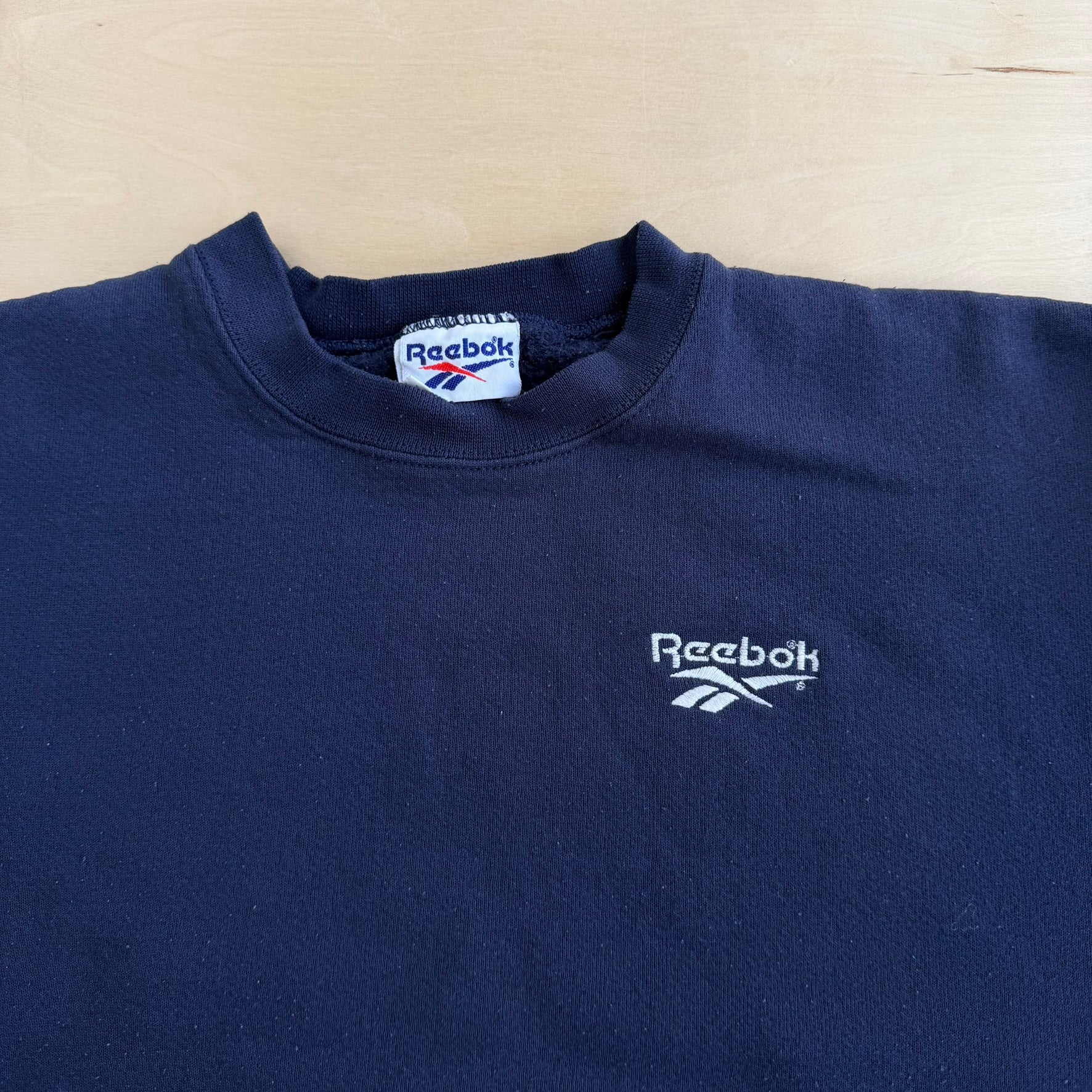 J- Vintage 90s Reebok Embroidered Text Logo Crewneck - L