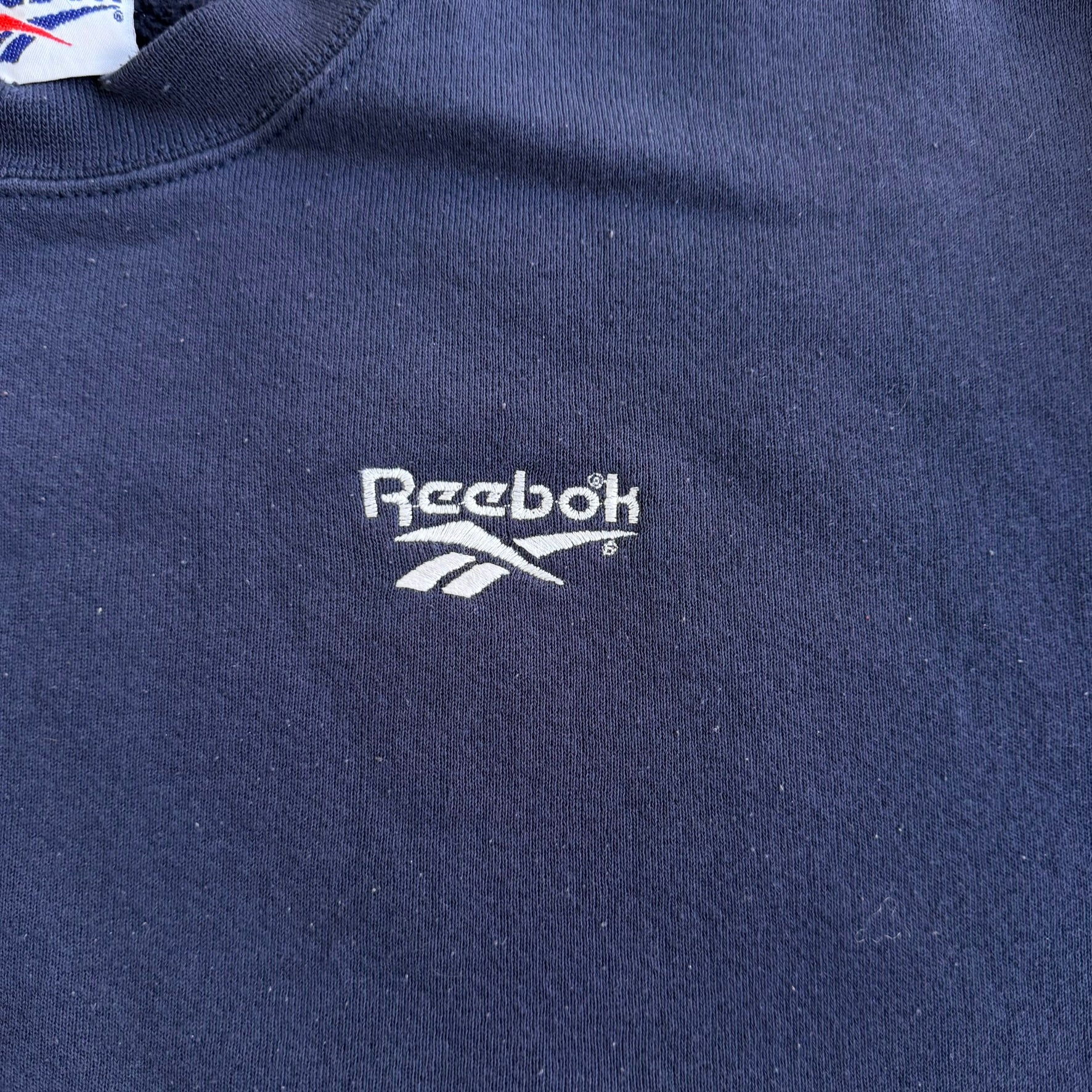 J- Vintage 90s Reebok Embroidered Text Logo Crewneck - L