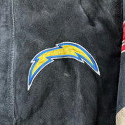 J- Vintage San Diego Chargers NFL Embroidered Logo Zip Up Suede Jacket - M