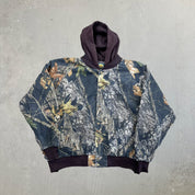 F- Vintage Cabela's Real Tree Camo Hooded Bomber Jacket