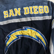 J- Vintage San Diego Chargers NFL Embroidered Logo Zip Up Suede Jacket - M