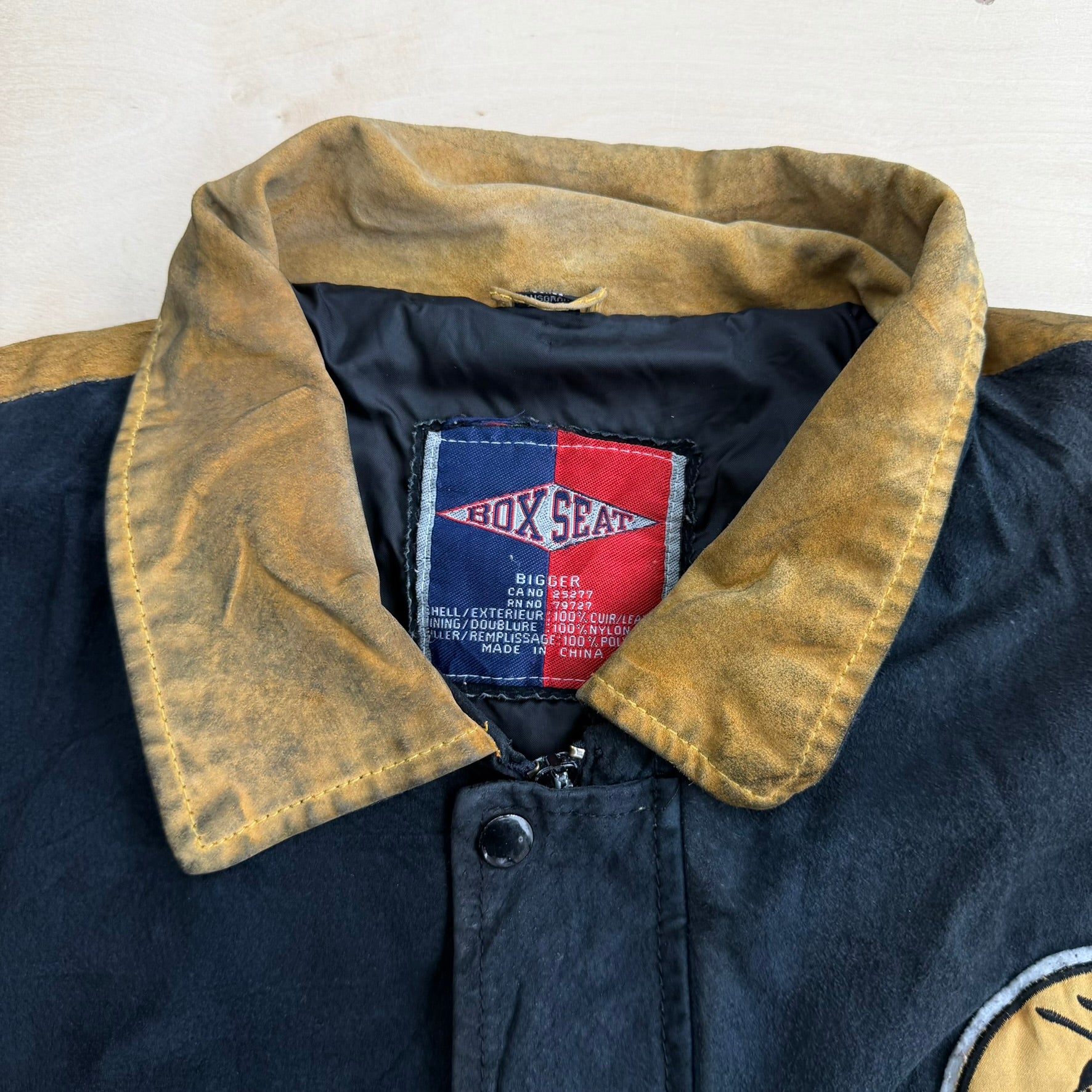 J- Vintage Georgia Tech Yellow Jackets Embroidered Logo Zip Up Suede Jacket - Bigger (fits XL)