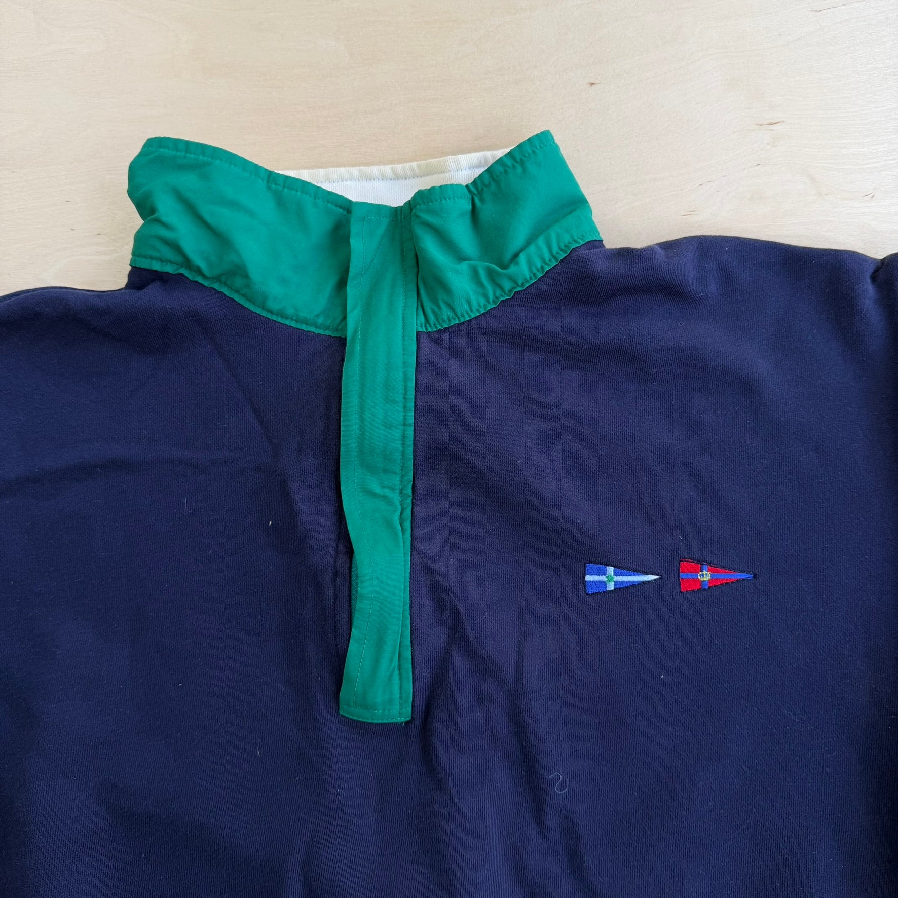 J- Vintage Nautica Embroidered Flags Navy Quarter Zip Crewneck - L