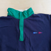 J- Vintage Nautica Embroidered Flags Navy Quarter Zip Crewneck - L