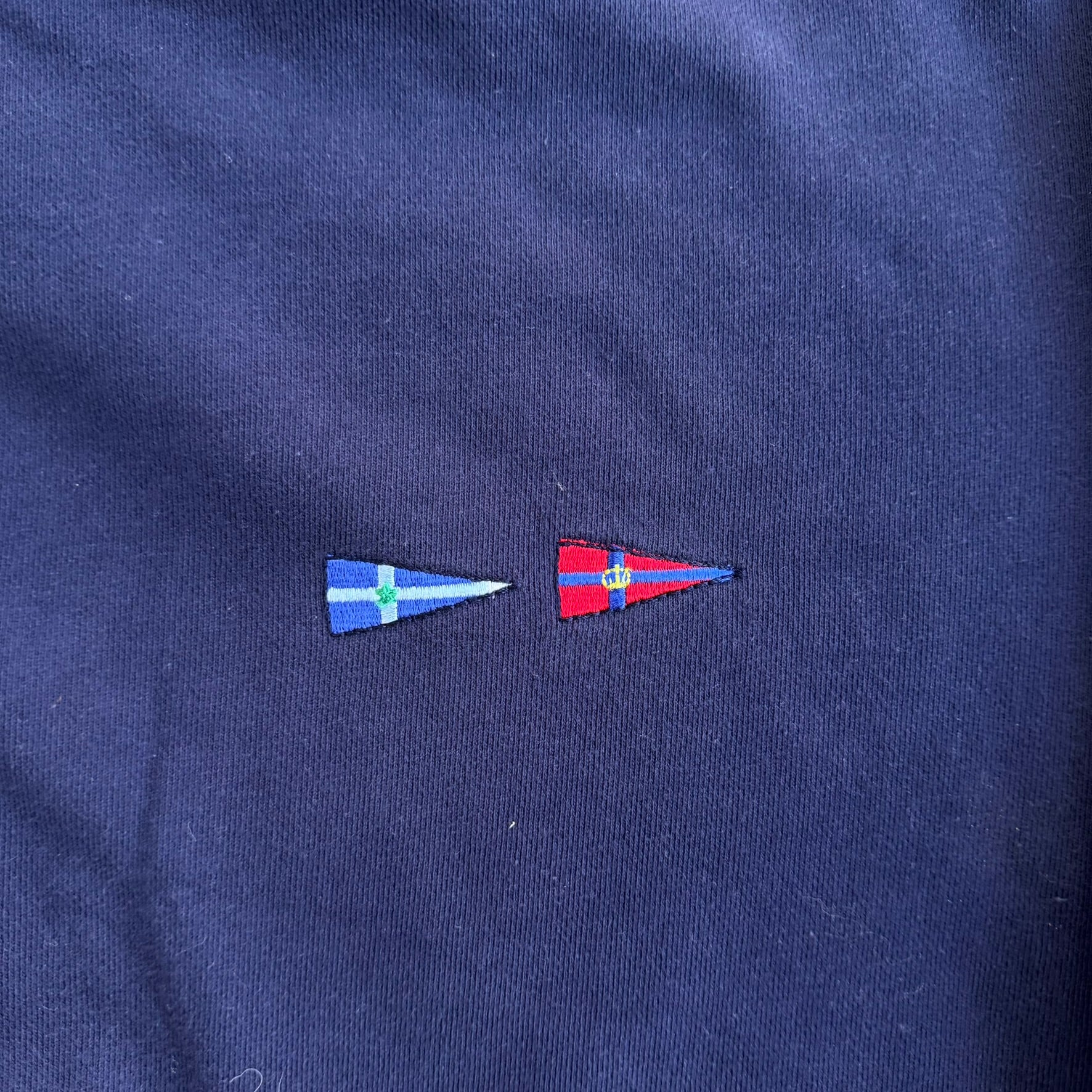 J- Vintage Nautica Embroidered Flags Navy Quarter Zip Crewneck - L