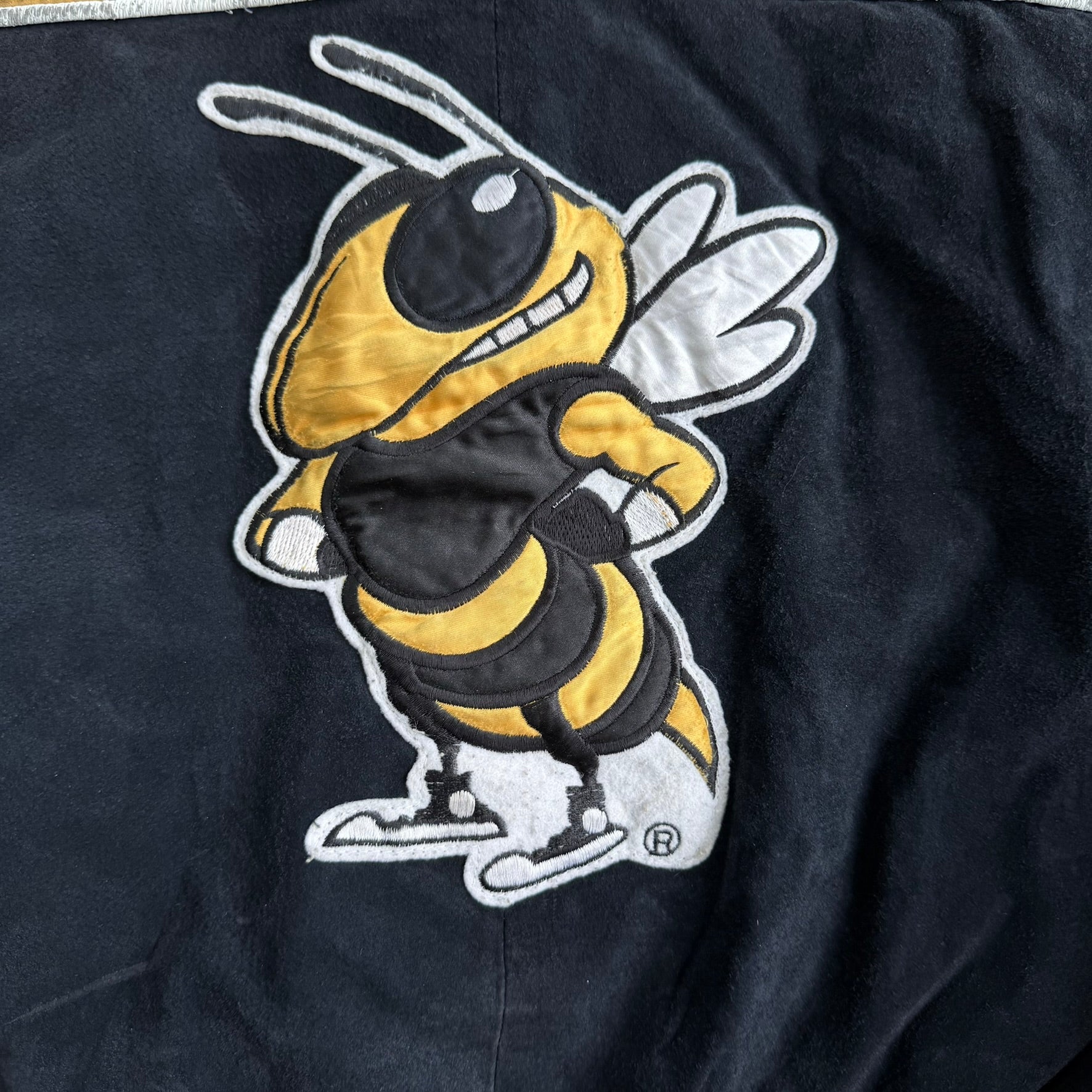 J- Vintage Georgia Tech Yellow Jackets Embroidered Logo Zip Up Suede Jacket - Bigger (fits XL)