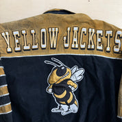 J- Vintage Georgia Tech Yellow Jackets Embroidered Logo Zip Up Suede Jacket - Bigger (fits XL)