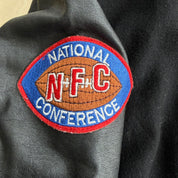 J- Vintage San Francisco 49ers NFL Chalkline Embroidered Logo & Helmet Varsity Jacket - L