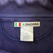 J- Vintage Diadora Embroidered Text Logo Navy Quarter Zip Crewneck - XL