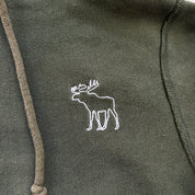 J- Vintage Abercrombie & Fitch Moose Logo Embroidered Olive Green Hoodie - L