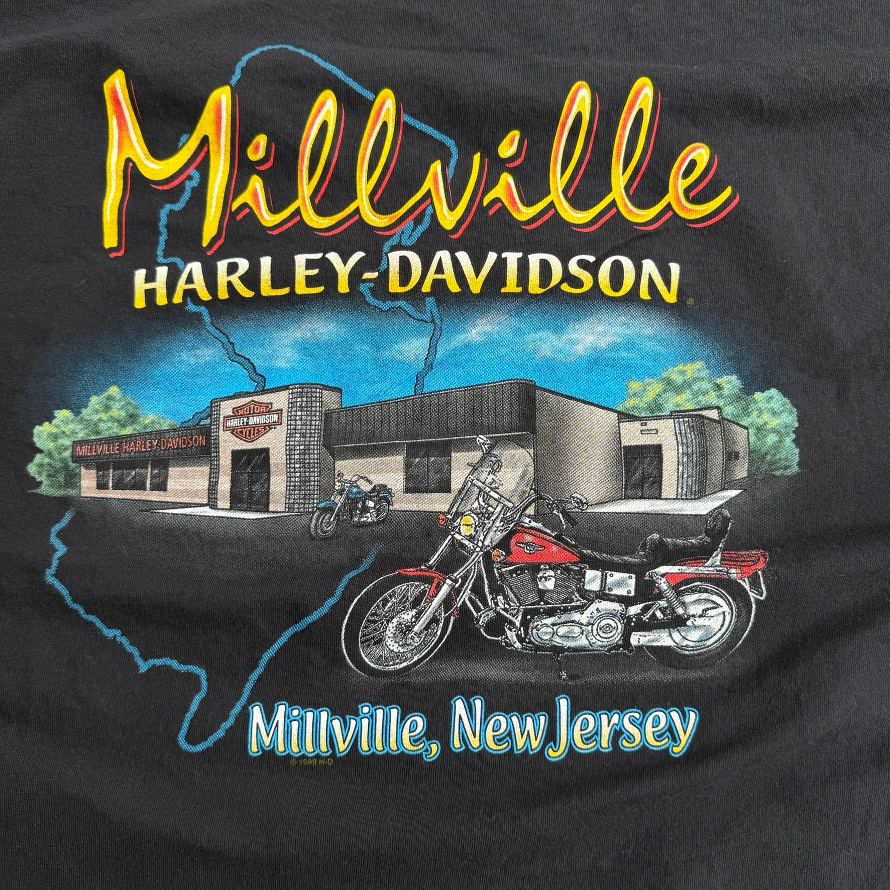 J- Vintage '07 Harley Davidson Millville New Jersey Graphic Tee - 2XL