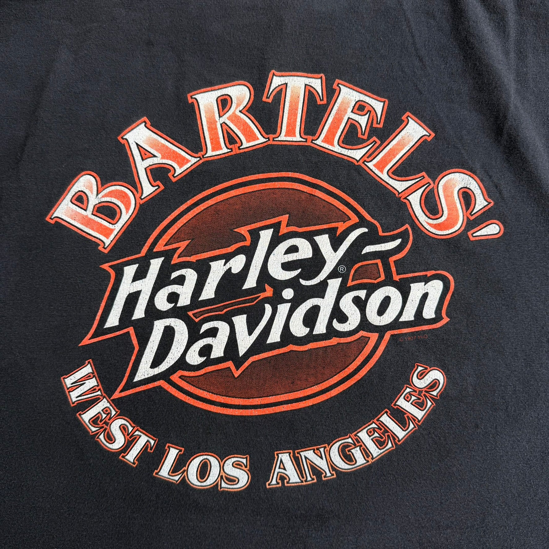 J- Vintage '97 Harley Davidson West Los Angeles Logo Made In USA Tee - 2XL