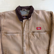 J- Vintage 90s Dickies Sherpa Fleece Lined Zip Up Canvas Work Jacket - M