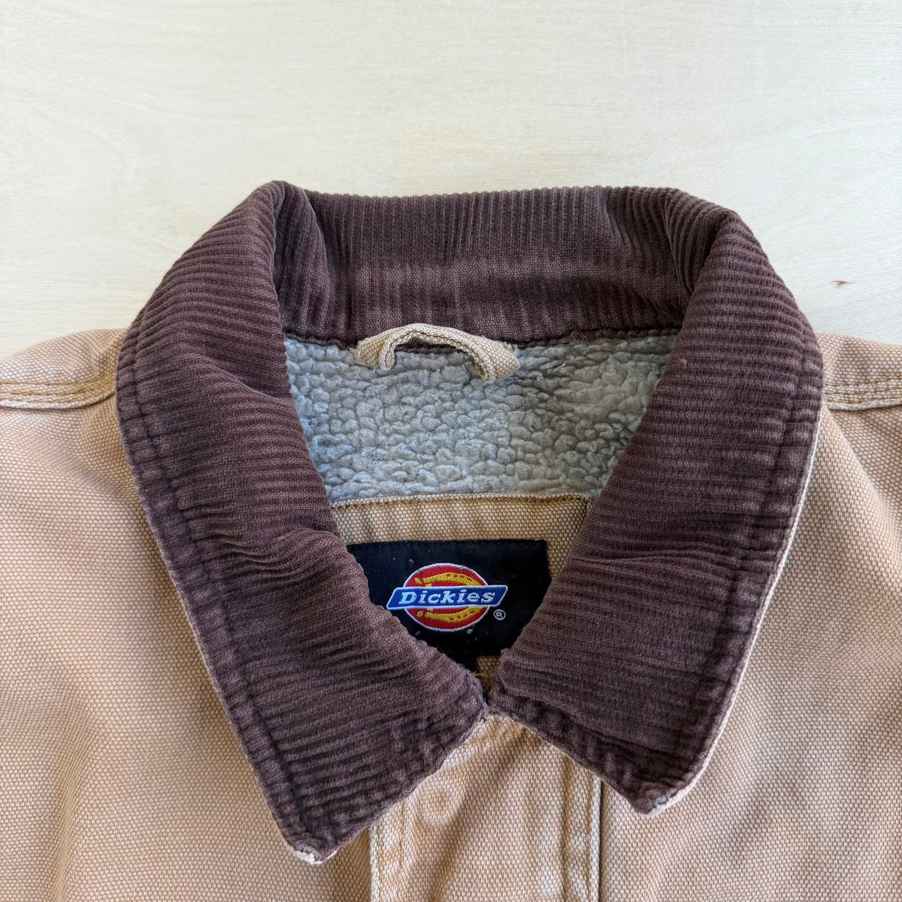 J- Vintage 90s Dickies Sherpa Fleece Lined Zip Up Canvas Work Jacket - M