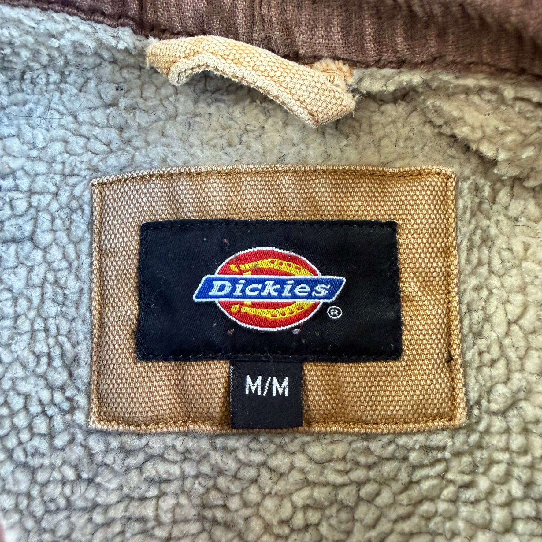 J- Vintage 90s Dickies Sherpa Fleece Lined Zip Up Canvas Work Jacket - M