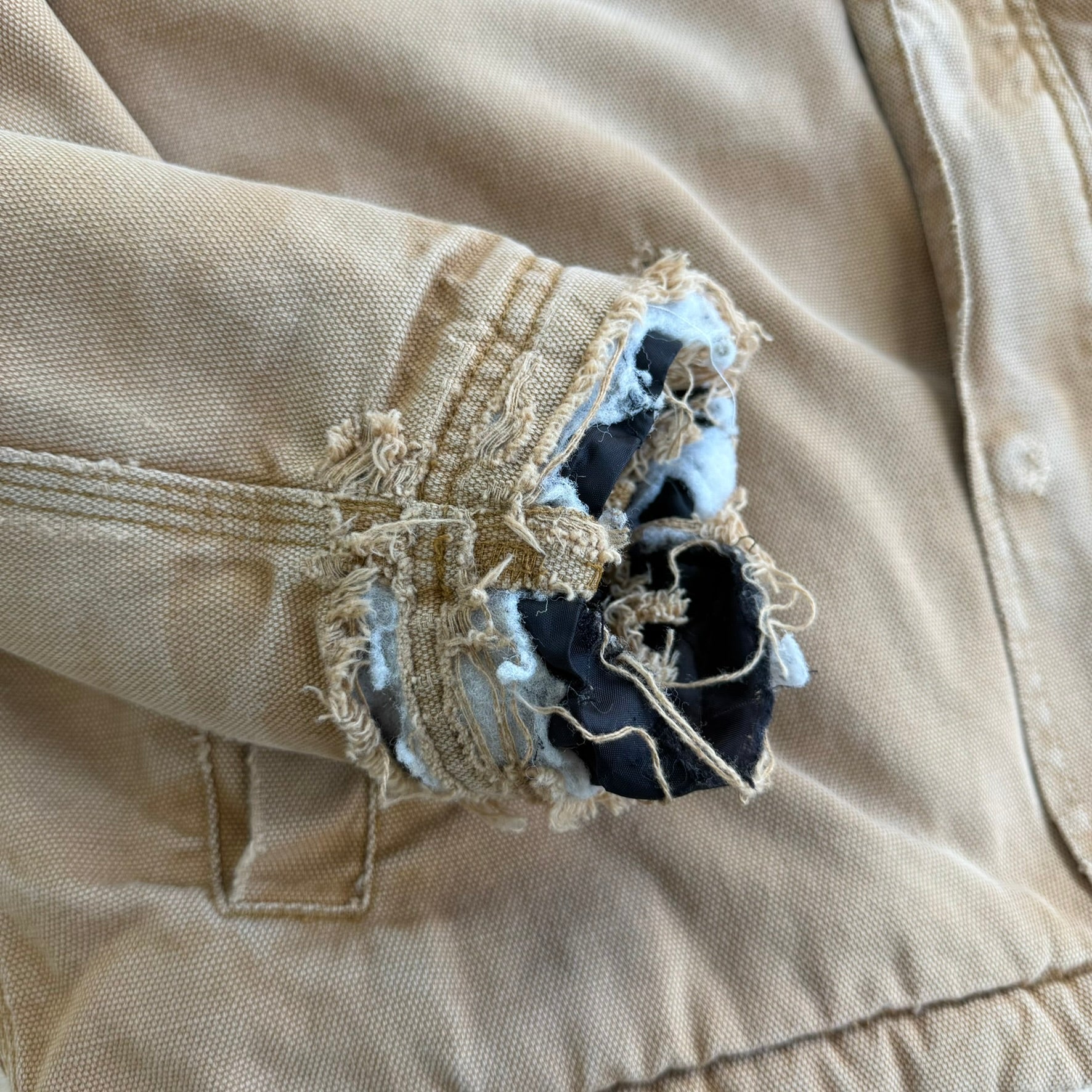 J- Vintage 90s Dickies Sherpa Fleece Lined Zip Up Canvas Work Jacket - M