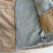 J- Vintage 90s Dickies Sherpa Fleece Lined Zip Up Canvas Work Jacket - M